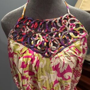 Halter type mini dress.  Size small.  Gathered waist.  Worn once!